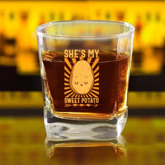 She s My Sweet Potato Funny Matching Halloween Square Whiskey Glasses