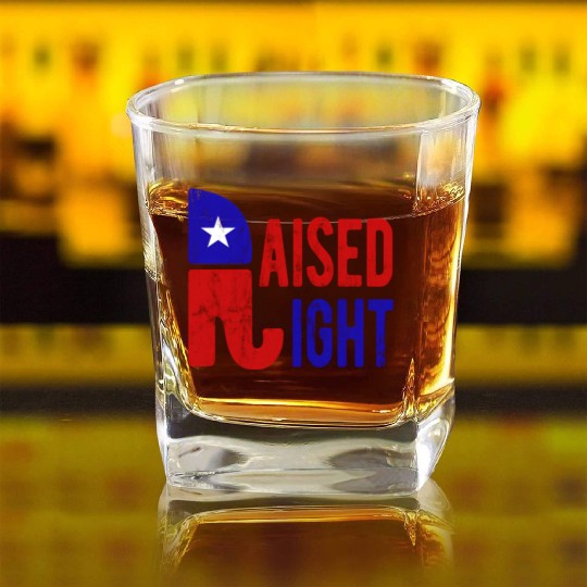 Raised Right Proud Republican Elephant Logo Usa Square Whiskey Glasses