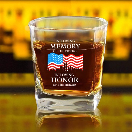 911 in loving memory Square Whiskey Glasses