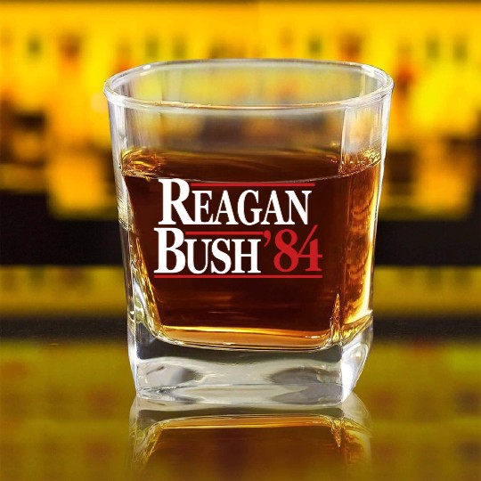 Reagan Bush 1984 V2 Square Whiskey Glasses