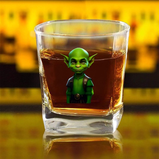 Green Goblin Rascal Embrace the Mischief Square Whiskey Glasses