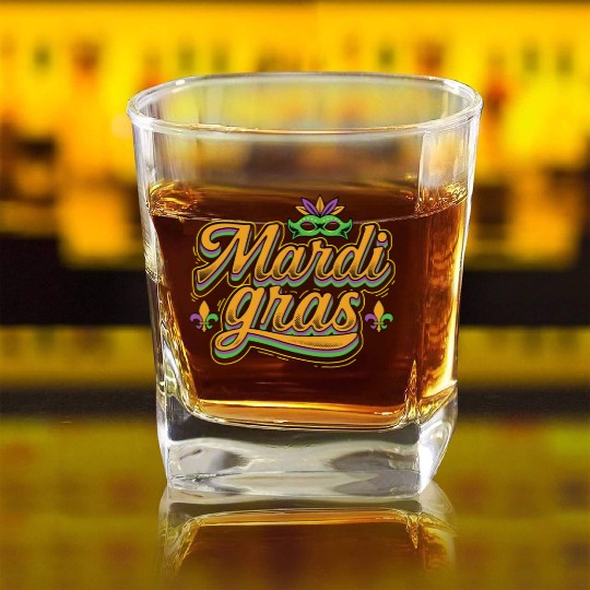 Mardi Gras Square Whiskey Glasses