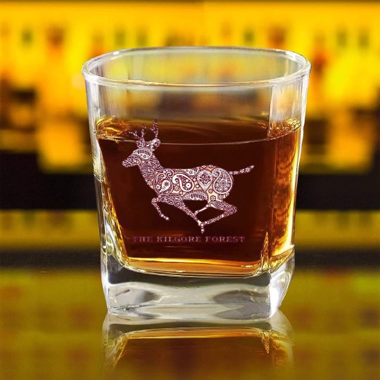 Deer - Maroon Square Whiskey Glasses