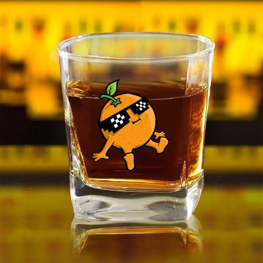 Cool Relaxing Orange Fruit Pixel Sunglasses Face Square Whiskey Glasses