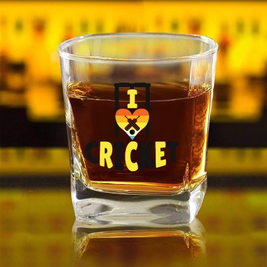 I Love Cricket Square Whiskey Glasses