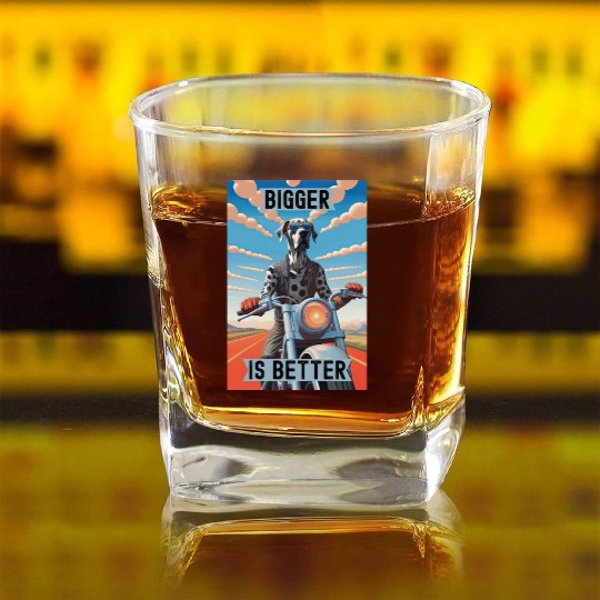 This is Great : Great Dane Riding a Motorcycle Square Whiskey Glasses