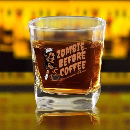 Zombie nurse when not caffeinated: Graveyard shift Square Whiskey Glasses