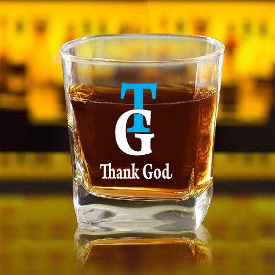 Thank God TG Love Jesus Christian Christmas Square Whiskey Glasses