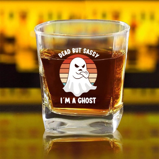 Ghost Hunter Funny Ghost Angry Ghost Halloween Square Whiskey Glasses