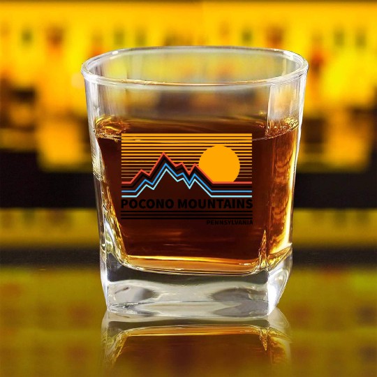 Pocono Mountains Pennsylvania Vintage Retro Hiking Square Whiskey Glasses
