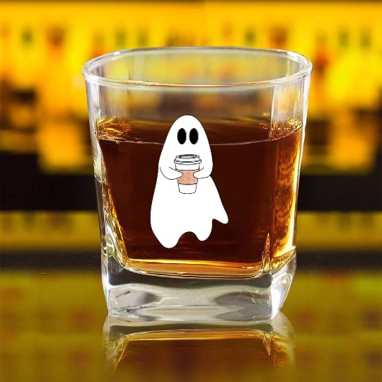Ghost with latte Square Whiskey Glasses