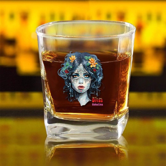 Day of the Dead Divas - Celestina Square Whiskey Glasses