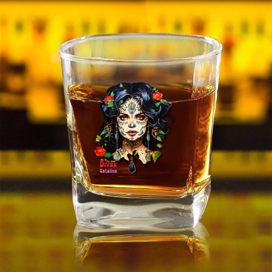 Day of the Dead Divas - Catalina Square Whiskey Glasses