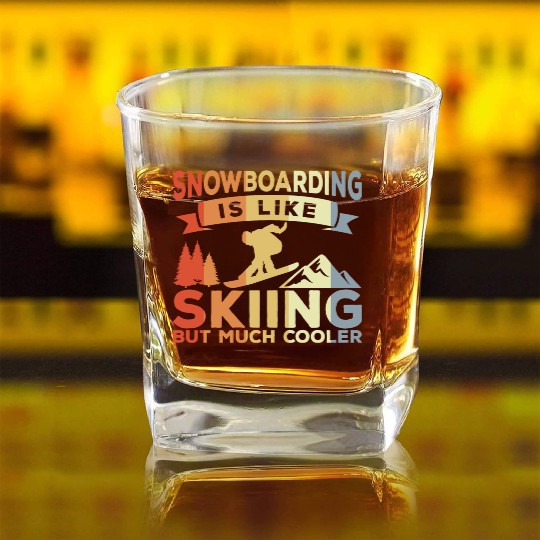 Snowboarding Joke Square Whiskey Glasses