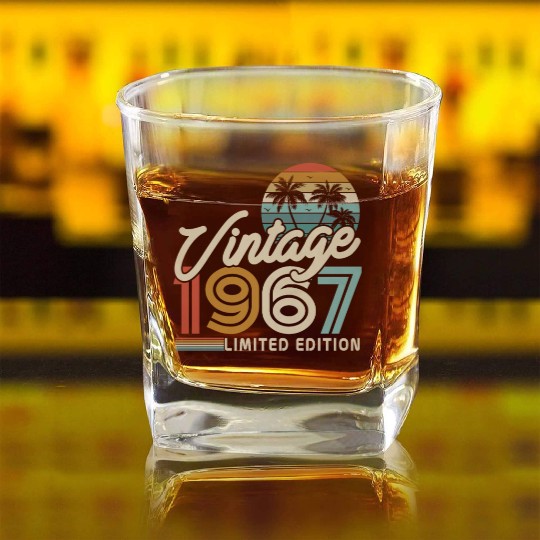 Vintage 1967 Birthday Surprise Square Whiskey Glasses