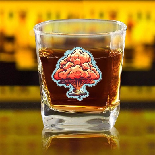 Explosion Fireworks Pyrotechnics Square Whiskey Glasses