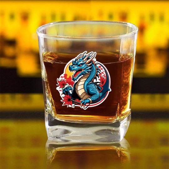 BLUE DRAGON ANGRY Square Whiskey Glasses