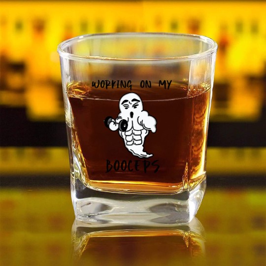 ghost halloween gym muscle power Square Whiskey Glasses