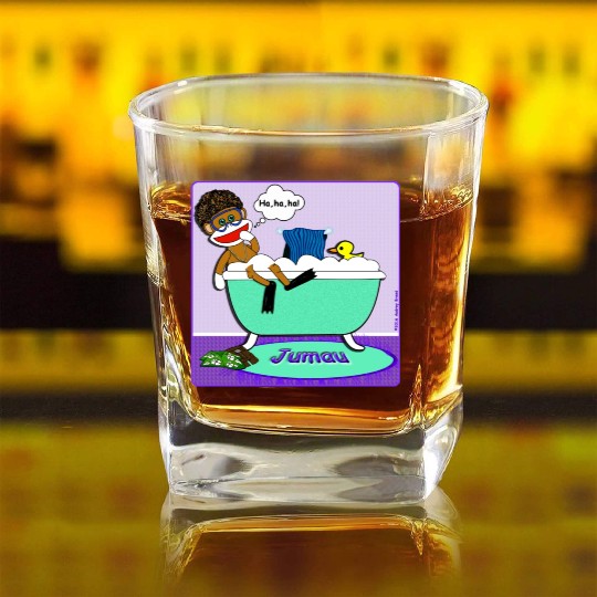 Jumau the Sock Monkey Square Whiskey Glasses