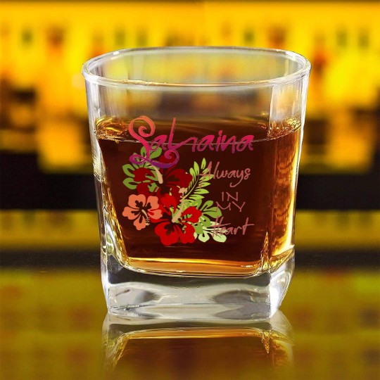 Lahaina: Always in my Heart 2 Square Whiskey Glasses