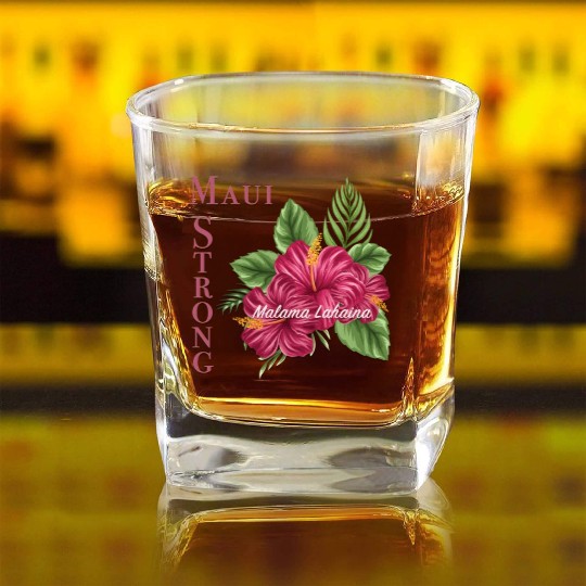 Malama Lahaina: Maui Strong 2 Square Whiskey Glasses