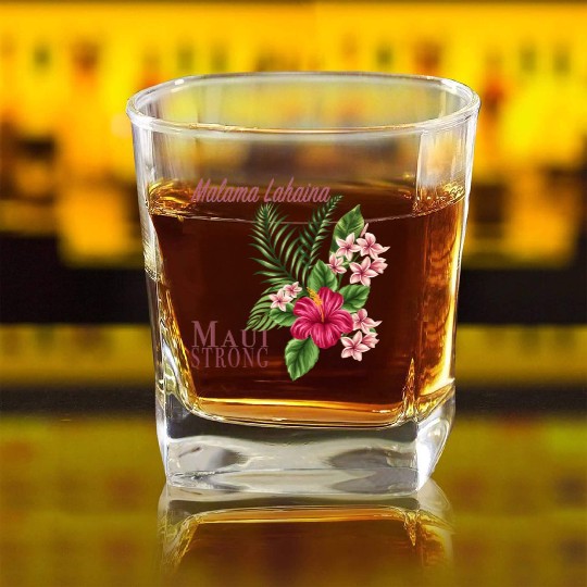 Malama Lahaina: Maui Strong Square Whiskey Glasses