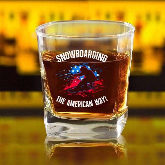 Snowboarding American Way! Snowboarder Square Whiskey Glasses
