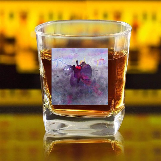 Mothman and Bessie the Lake Erie Monster's Vacay Square Whiskey Glasses