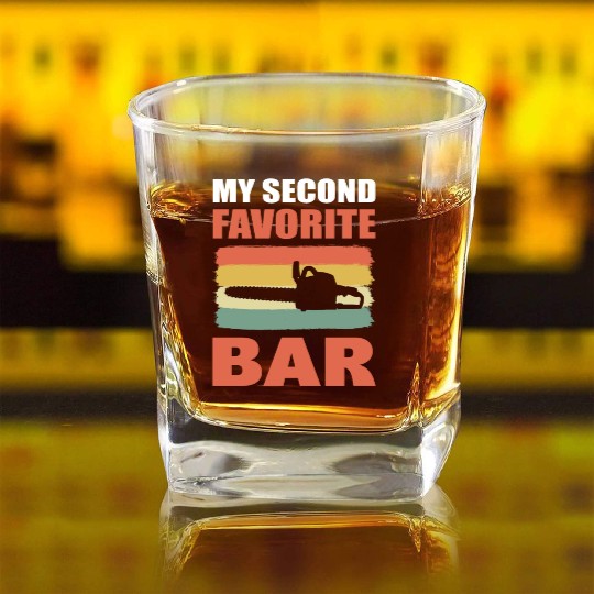Funny Chainsaw Logger Square Whiskey Glasses