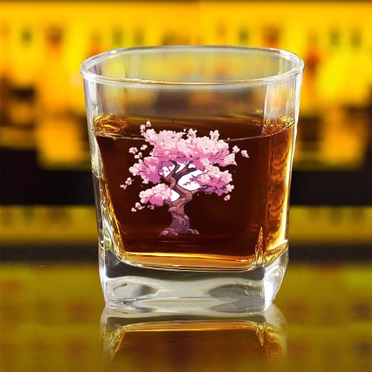 Enchanted Sakura: Blossom Bliss Square Whiskey Glasses