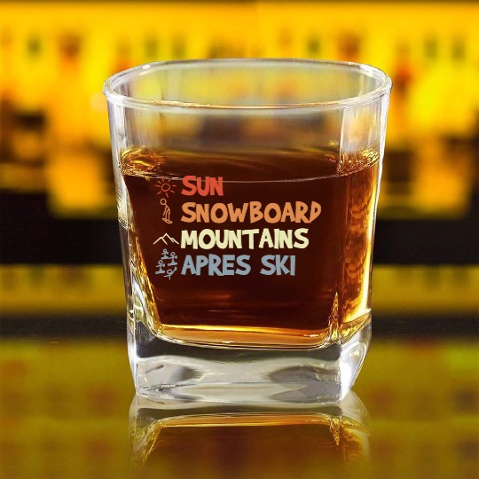 Vintage Snowboarding Square Whiskey Glasses