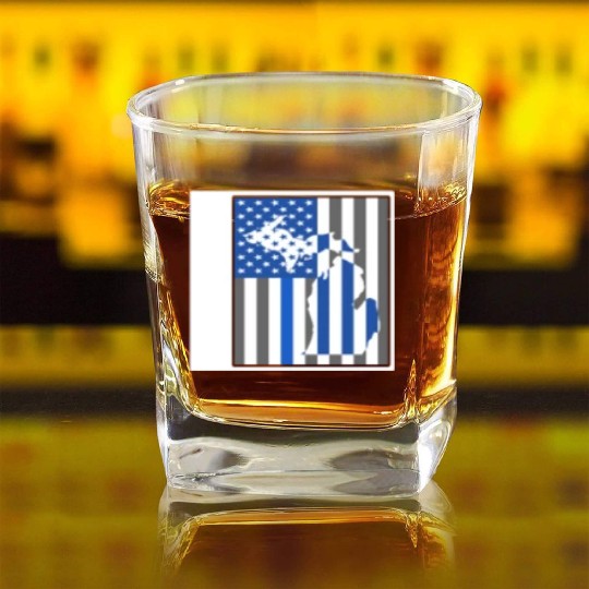 Police Square Whiskey Glasses, Michigan State Police Square Whiskey Glasses, Detroit