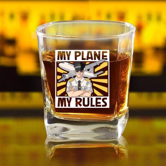 Pilot Aviation Airplane Airline Future Pilots Square Whiskey Glasses