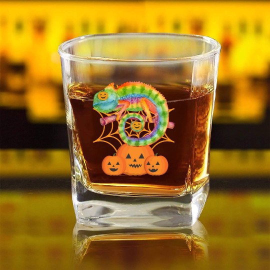 halloween Chameleon Square Whiskey Glasses