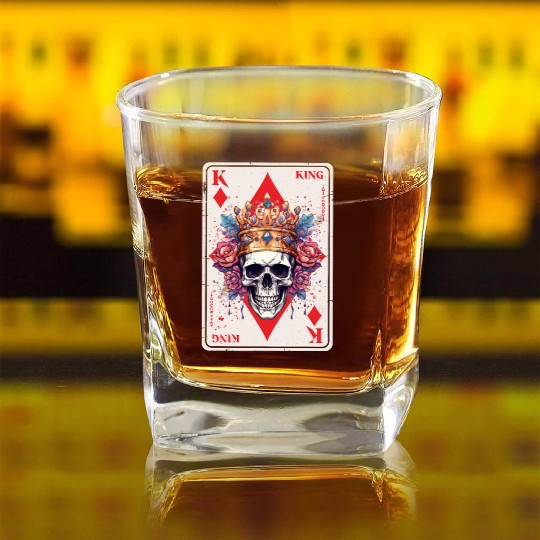 Gothic Card Game Halloween Scary Horror Square Whiskey Glasses