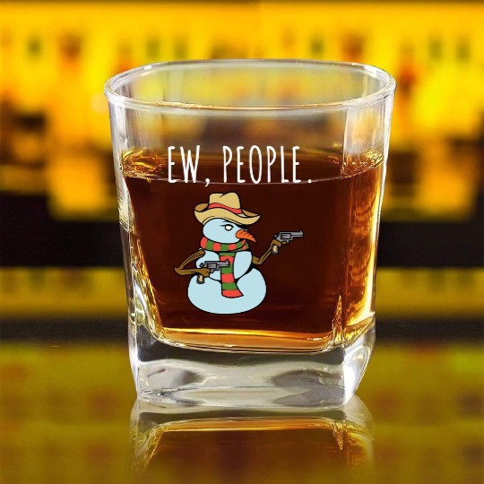 Ew People Armed Snowman Square Whiskey Glasses