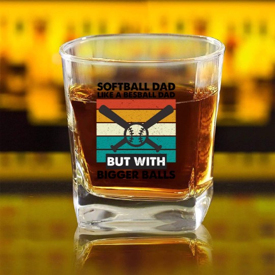 Vintage Softball Dad Like A Baseball Dad Us Flag Square Whiskey Glasses