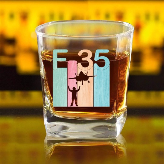 F35 Vintage Air Force Fighter Jets Square Whiskey Glasses