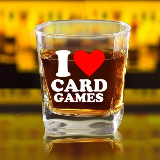 Geek Nerdy Gamer I Love Card Games Square Whiskey Glasses