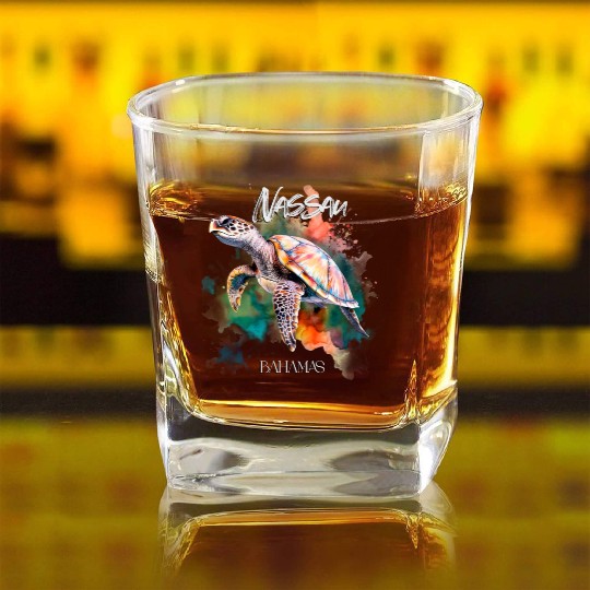 Bahamas Seat Turtle Bahamian Flag Beach Great Shar Square Whiskey Glasses