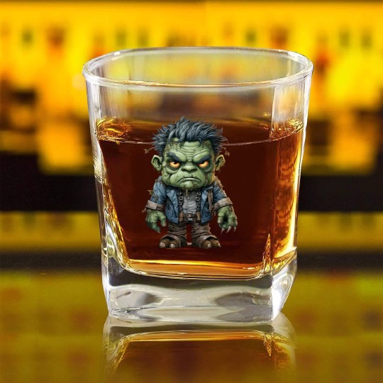Halloween Frankie's Playful Monster Mash Square Whiskey Glasses