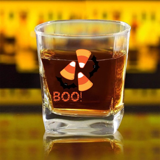 Candy Corn Design Square Whiskey Glasses