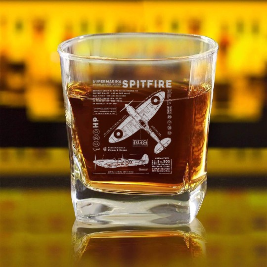 Supermarine Spitfire Square Whiskey Glasses