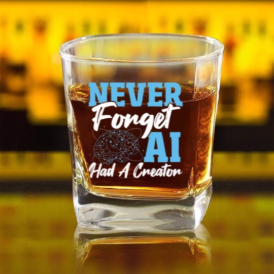 Robot AI Computer Scientist AI Machine Learning Square Whiskey Glasses