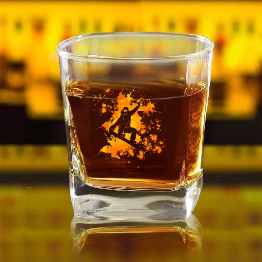 Snowboarder Cool Freestyle Snowboarding Square Whiskey Glasses