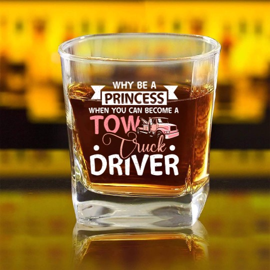 Girl prinzess tow truck driver Square Whiskey Glasses