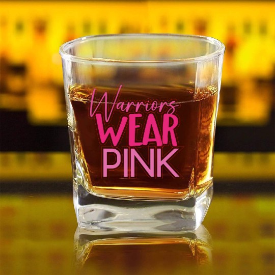 Warriors Wear Pink Square Whiskey Glasses