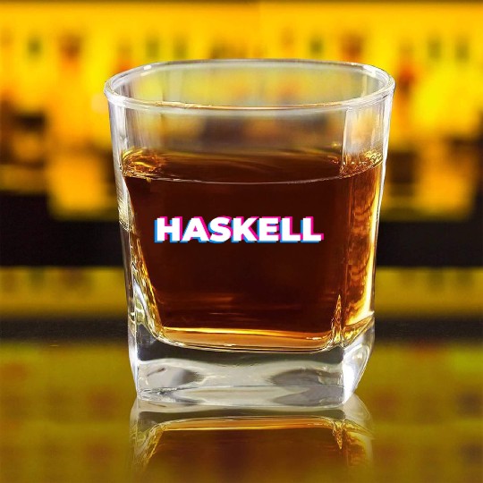HASKELL Programming Language Funny Programmer Square Whiskey Glasses