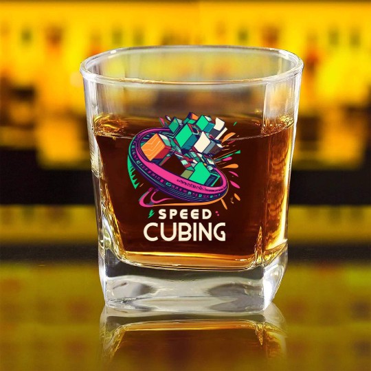 Funny Speed Cubing One Solution Math Lovers Square Whiskey Glasses