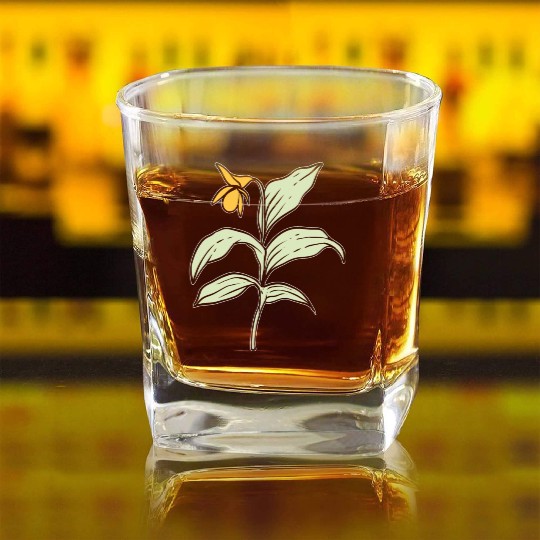 Yellow Orchid Plants Lover Gift Square Whiskey Glasses